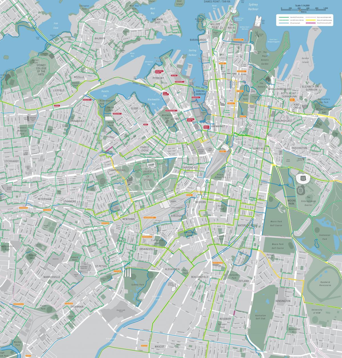 карта велосипедной дорожки Сиднея