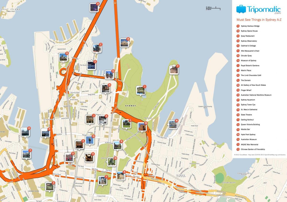 карта достопримечательностей Сиднея