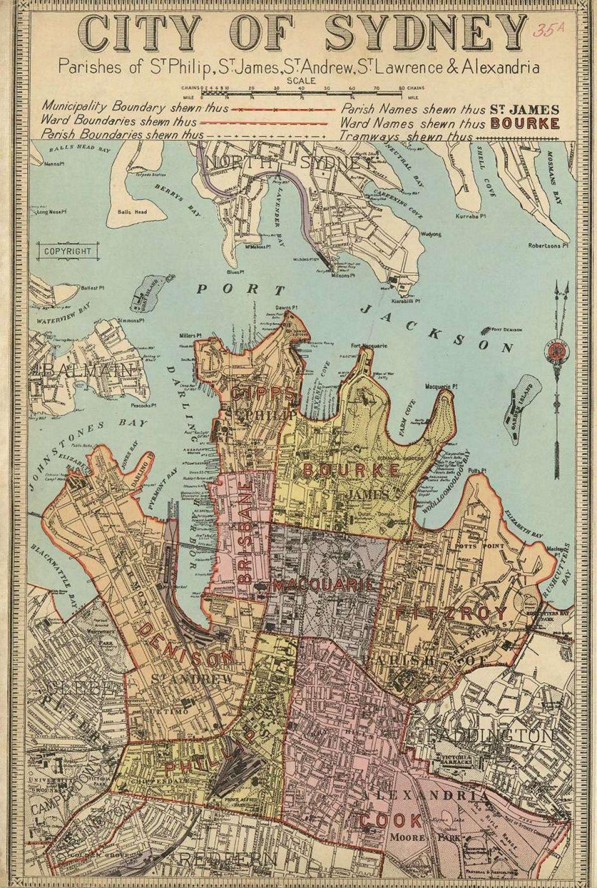 антикварная карта Сиднея