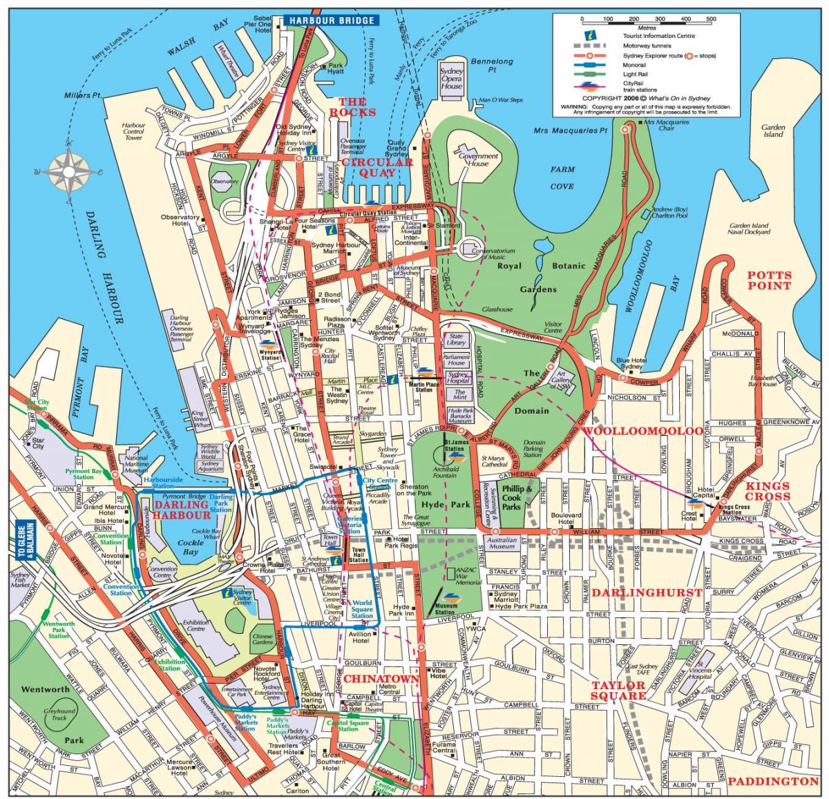 карта пешеходных экскурсий по Сиднею